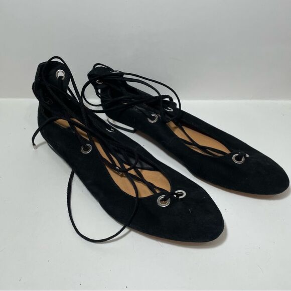 NWT Halogen Black Strappy Pointed Toe Flats - Picture 2 of 7